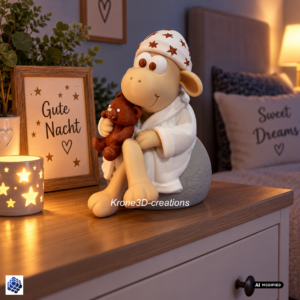 Gute Nacht Schaf 20 cm mit 12 cm Erdspie&szlig; &ndash; 3D-Druck Dekofigur