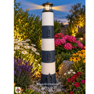 Leuchtturm 80 cm mit 12 cm Erdspie&szlig; &ndash; 3D-Druck Gartendeko